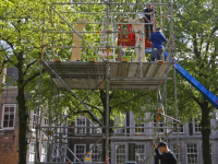 Opbouwen van filmopnames Grotekerksbuurt Dordrecht