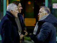 Dick Advocaat trainer ADO Den Haag samen met Cor pot krommedijk Dordrecht