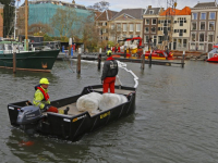 Olieschermen in water gelegd Maartensgat Dordrecht