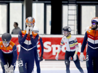 Shorttrack Teamnl traint op de ijsbaan ISU World Cup Shorttrack Sportboulevard