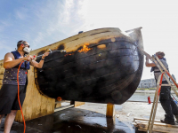 Schip \'rivier boot stad\' gaat volgende fase in: van schip naar sculptuur Dordrecht