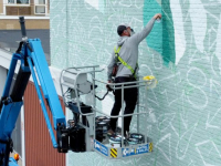 Muurschildering in uitvoering Crabbehof gestart Dordrecht