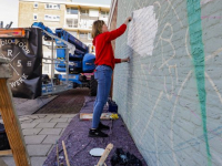 Muurschildering in uitvoering Crabbehof gestart Dordrecht