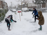 Sneeuwpop aan het maken Dordrecht