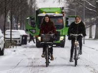 Op de fiets door de sneeuw Nassauweg Dordrecht