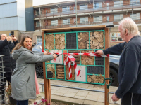 Onthulling van insectenhotel en mededelingenbord Sociaal plein Dordrecht