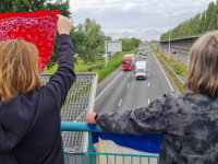 Boerenprotest op viaduct A16 Simon de Danserweg Dordrecht